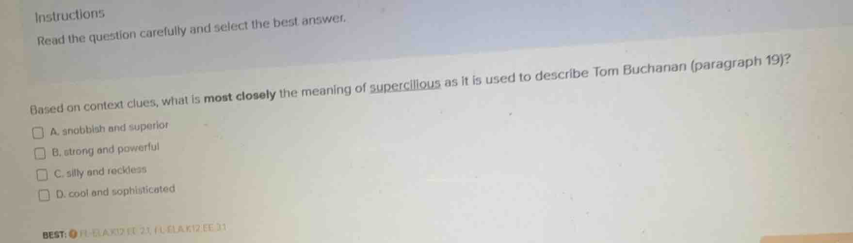 instructions read the question carefully and select the best answer. ba…