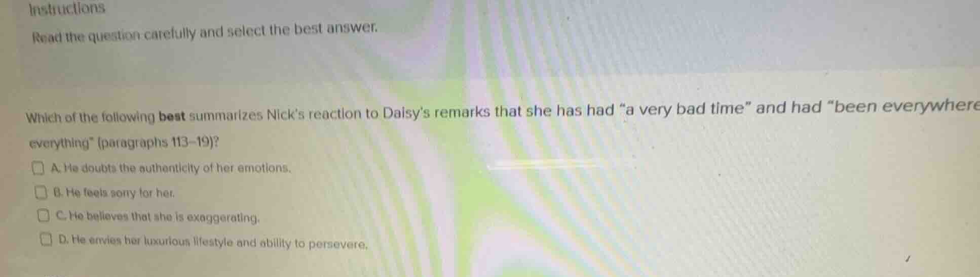 instructions read the question carefully and select the best answer. wh…