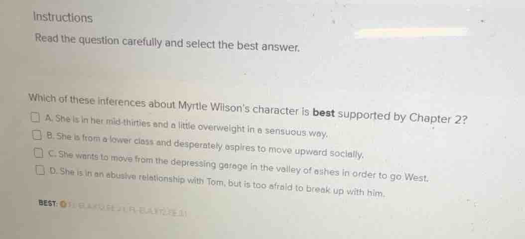 instructions read the question carefully and select the best answer. wh…