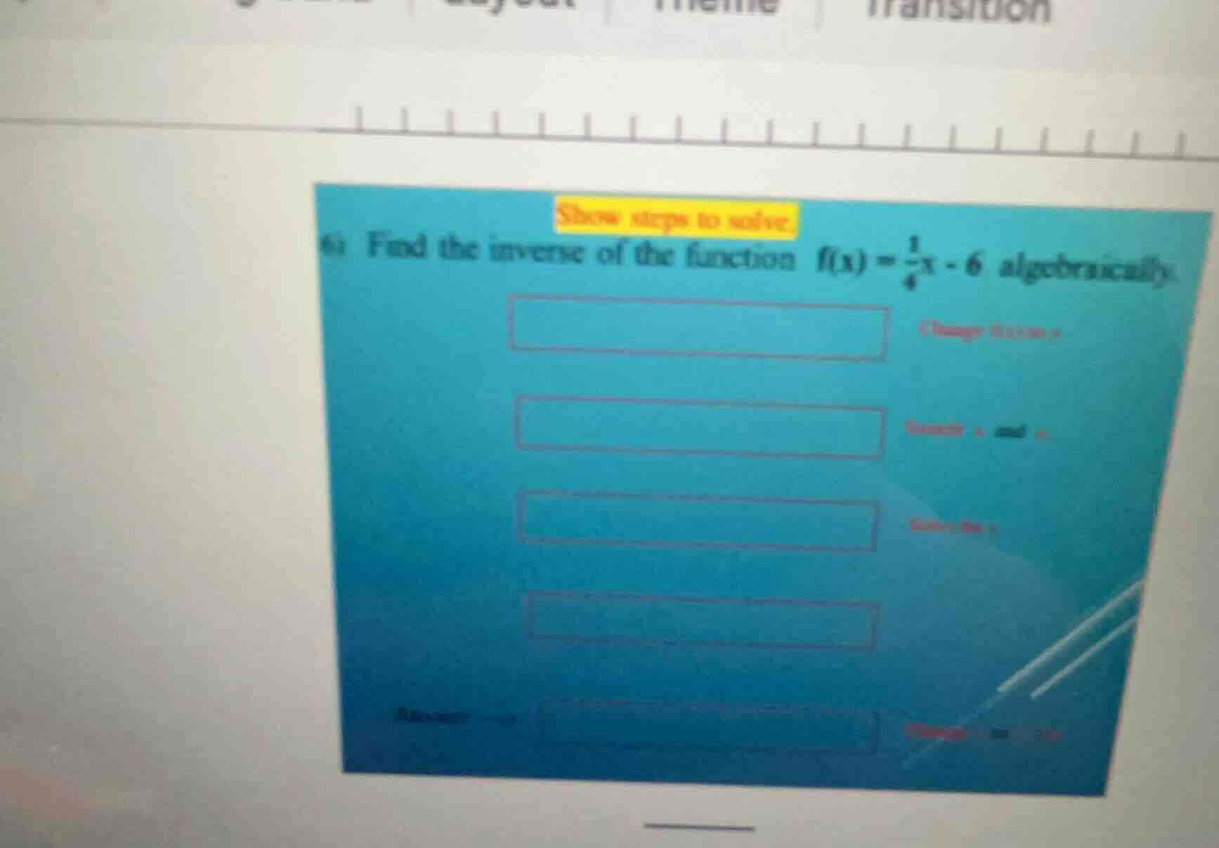 show steps to solve. 6i find the inverse of the function $f(x) = \\frac…