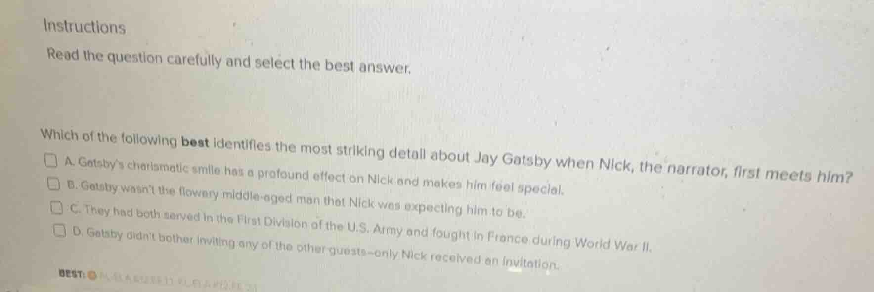 instructions read the question carefully and select the best answer. wh…