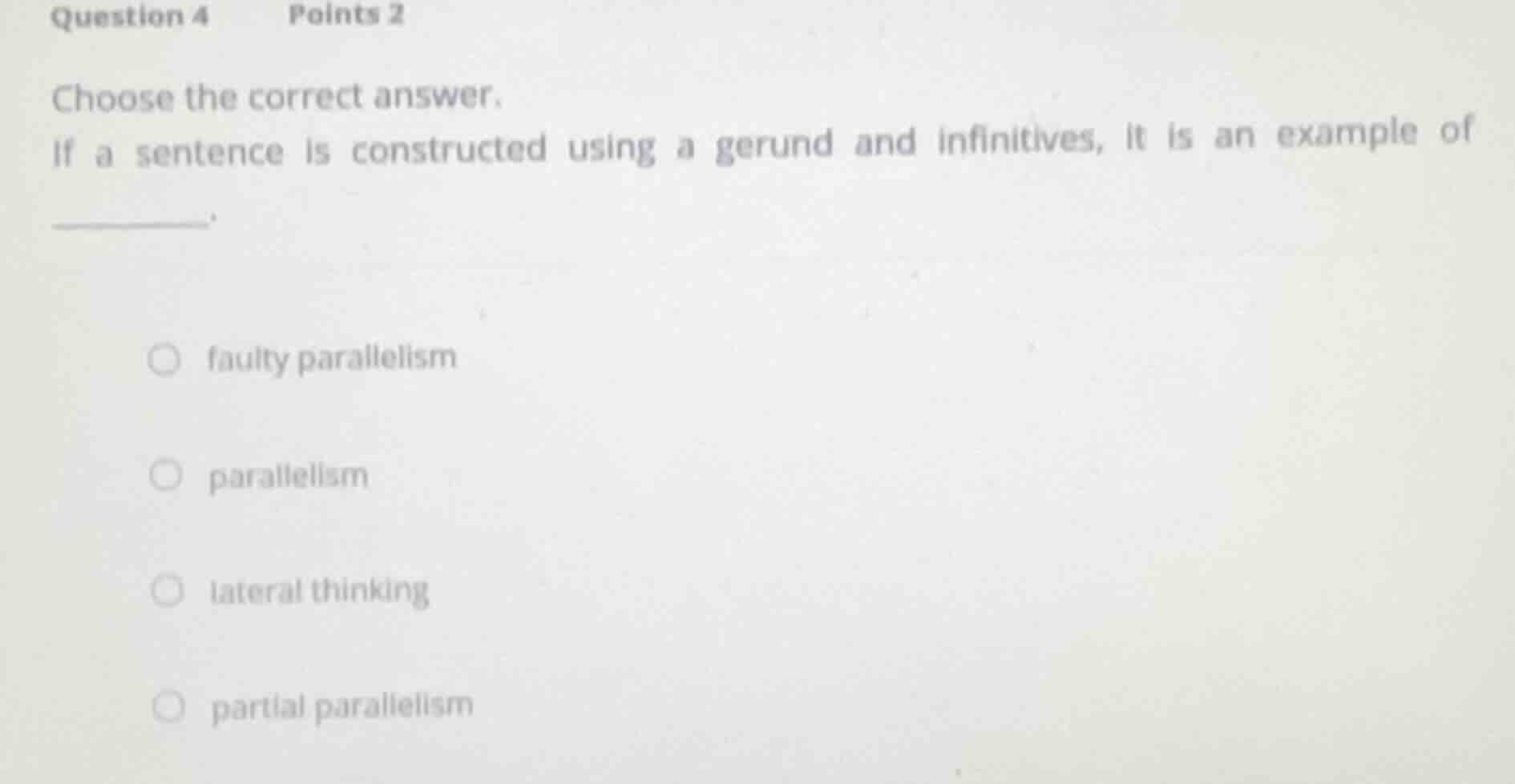 question 4 points 2 choose the correct answer. if a sentence is constru…