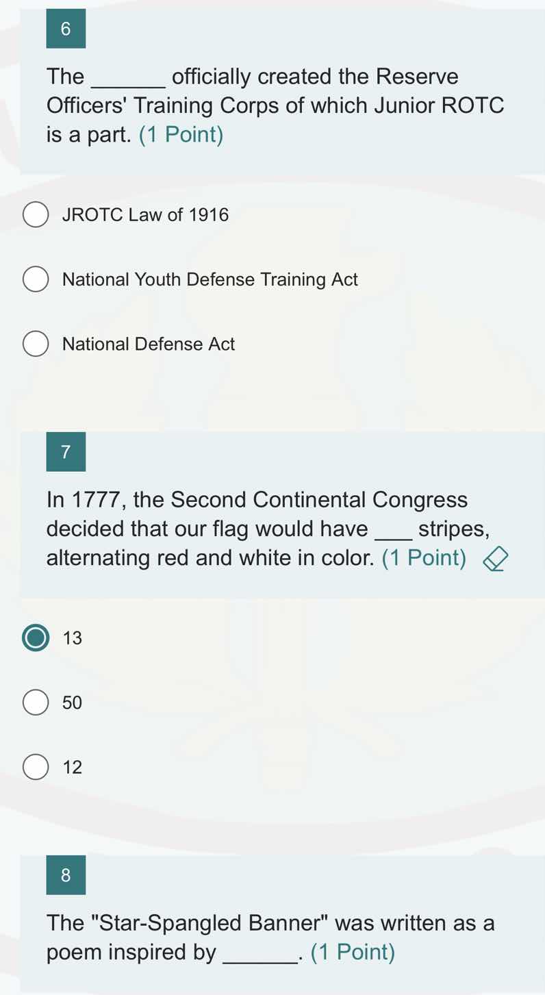 6 the ______ officially created the reserve officers training corps of …