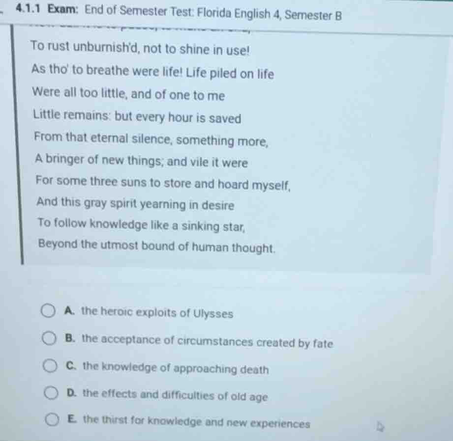 4.1.1 exam: end of semester test: florida english 4, semester b to rust…