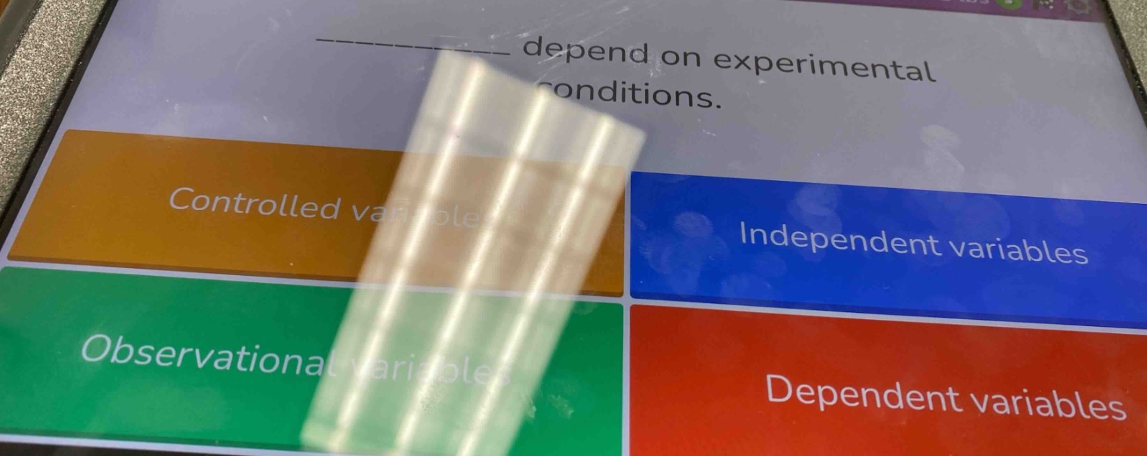 ______ depend on experimental conditions. controlled variables independ…