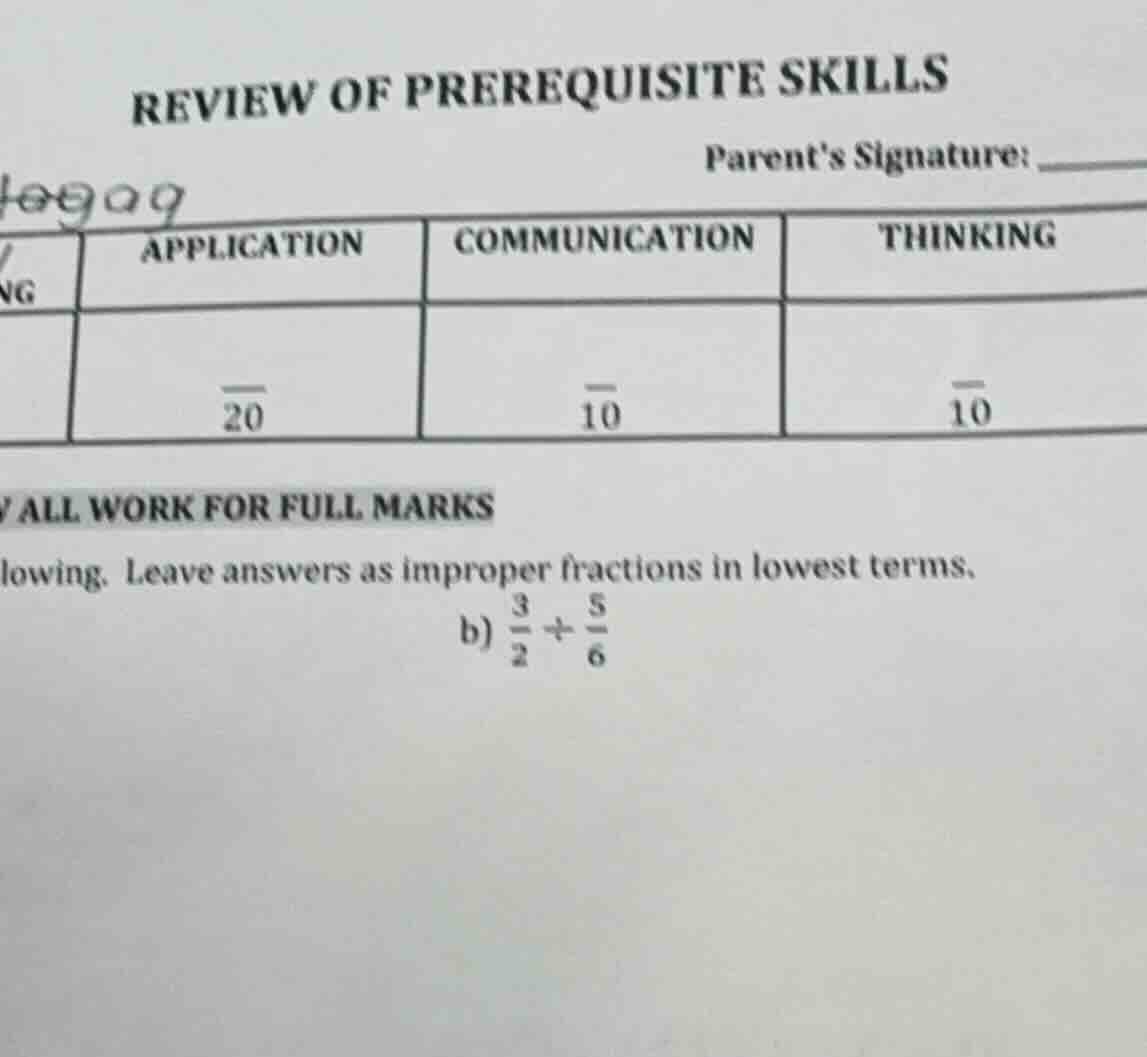 review of prerequisite skills parents signature: ng application communi…