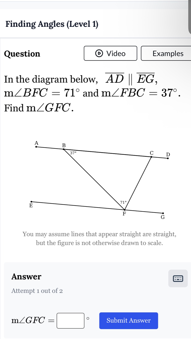 finding angles (level 1) question in the diagram below, \\( \\overline{…