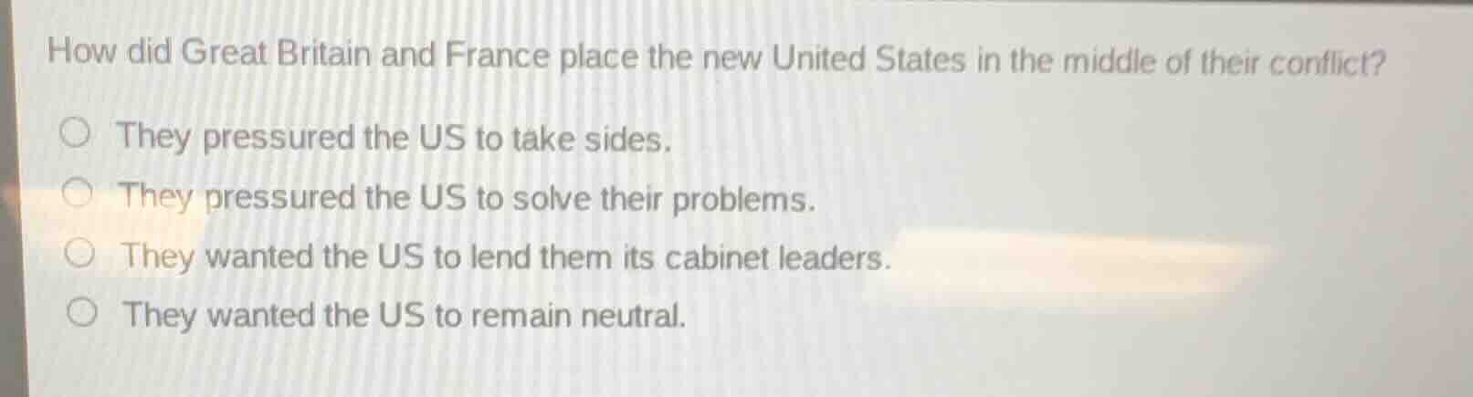 how did great britain and france place the new united states in the mid…