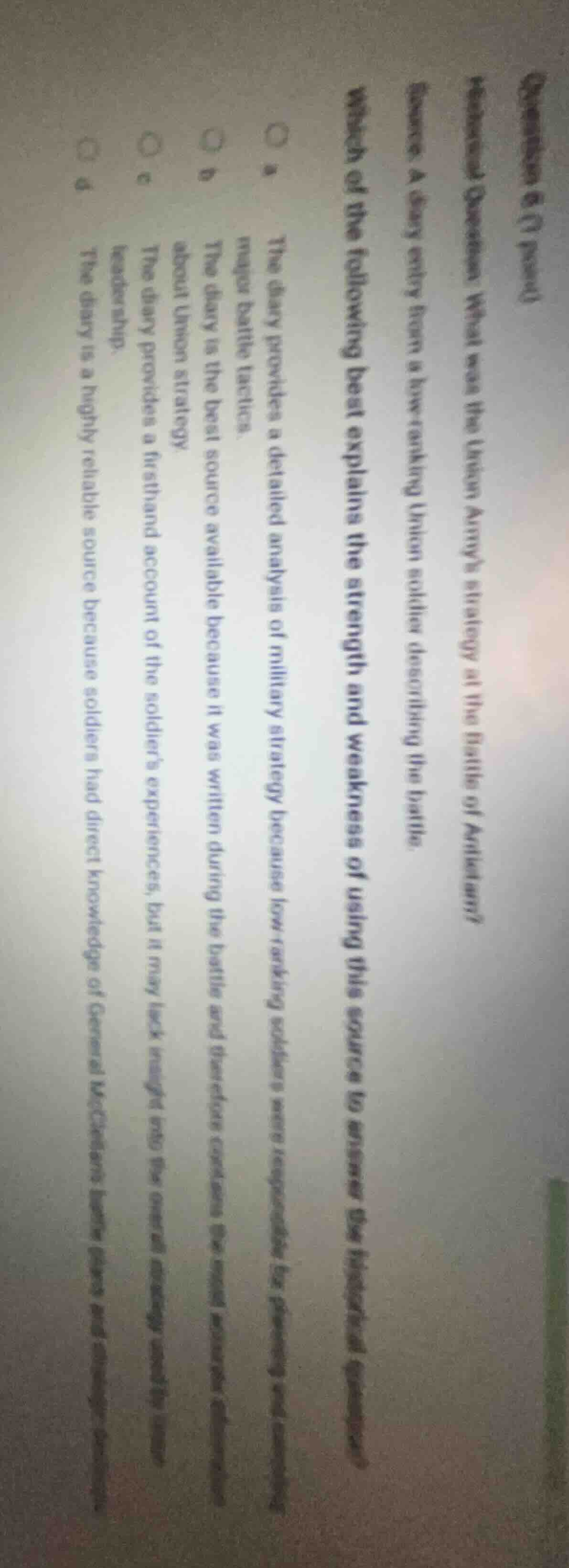 question 6 (1 point) source question: what was the union armys strategy…