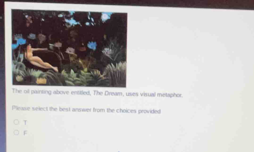 the oil painting above entitled, the dream, uses visual metaphor. pleas…