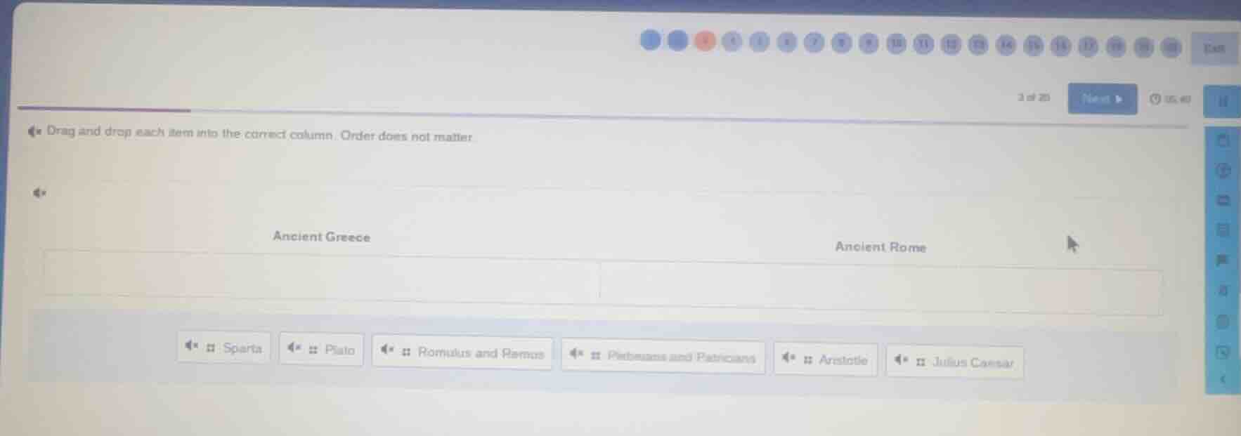drag and drop each item into the correct column. order does not matter …