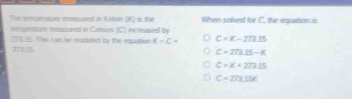 the temperature measured in kelvin (k) is the temperature measured in c…