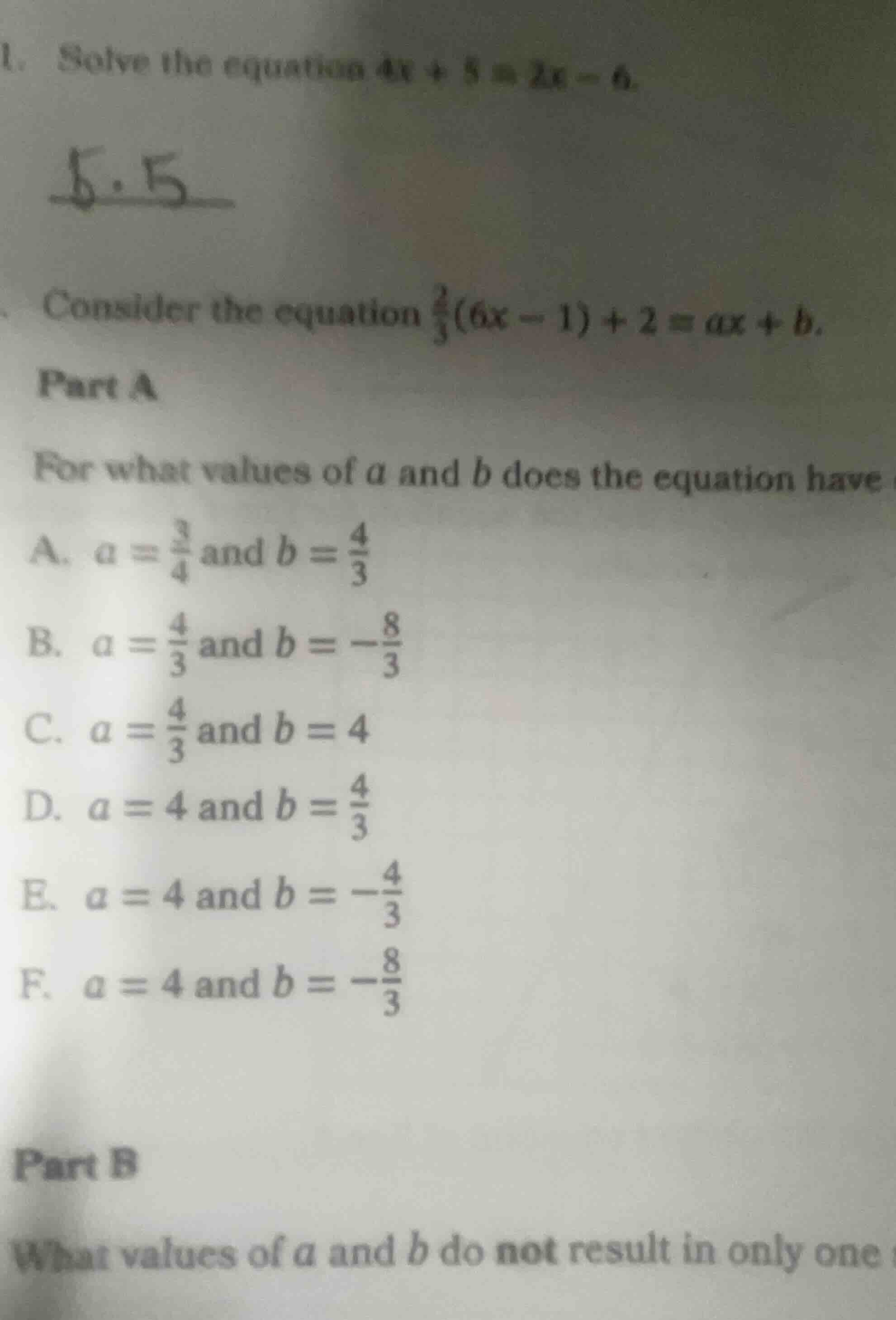 1. solve the equation 4x + 5 = 2x - 6. consider the equation \\(\\frac{…