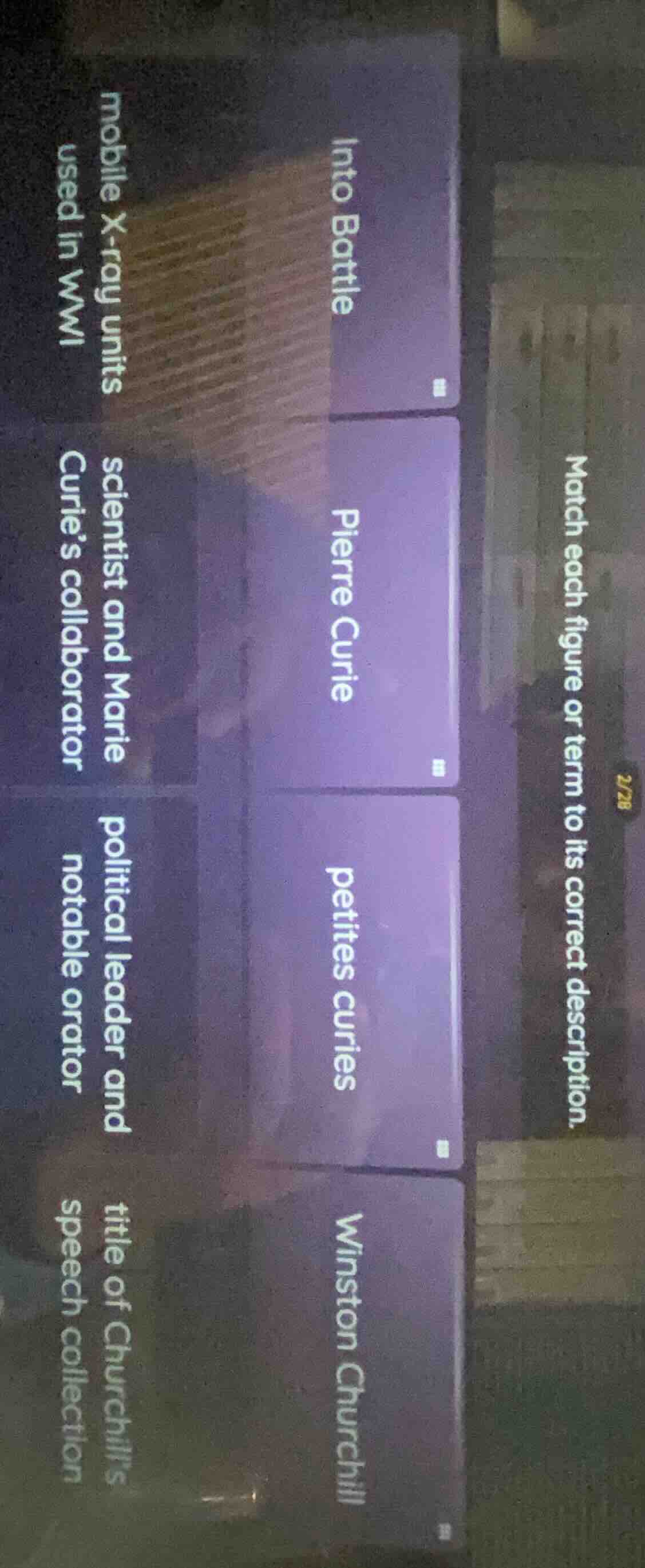 match each figure or term to its correct description. into battle pierr…