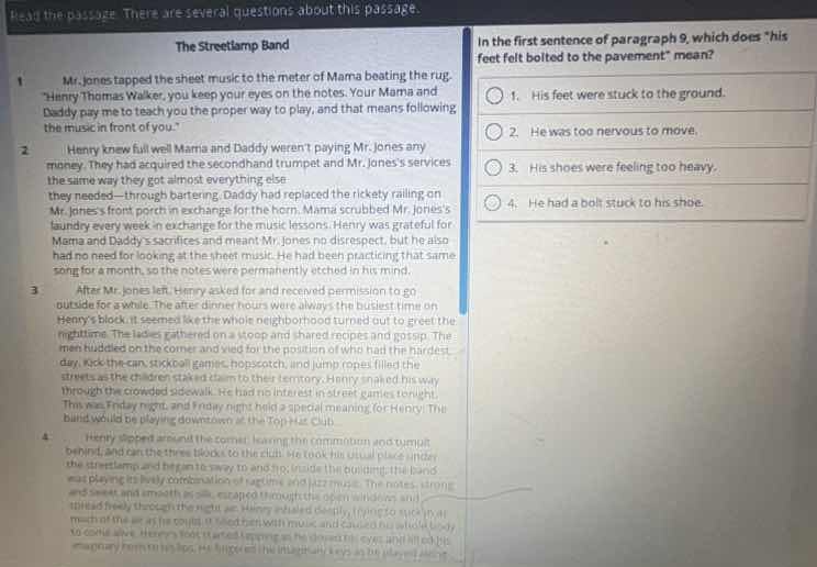 read the passage. there are several questions about this passage. the s…
