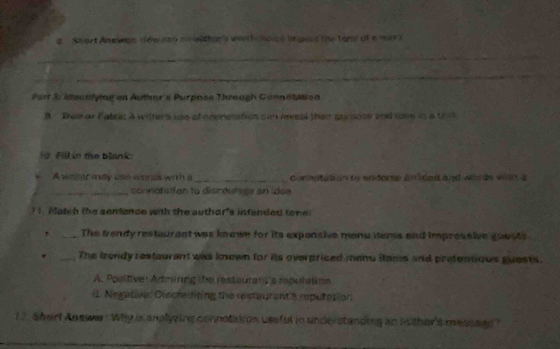 8. short answer: how can an author’s word choice impact the tone of a t…