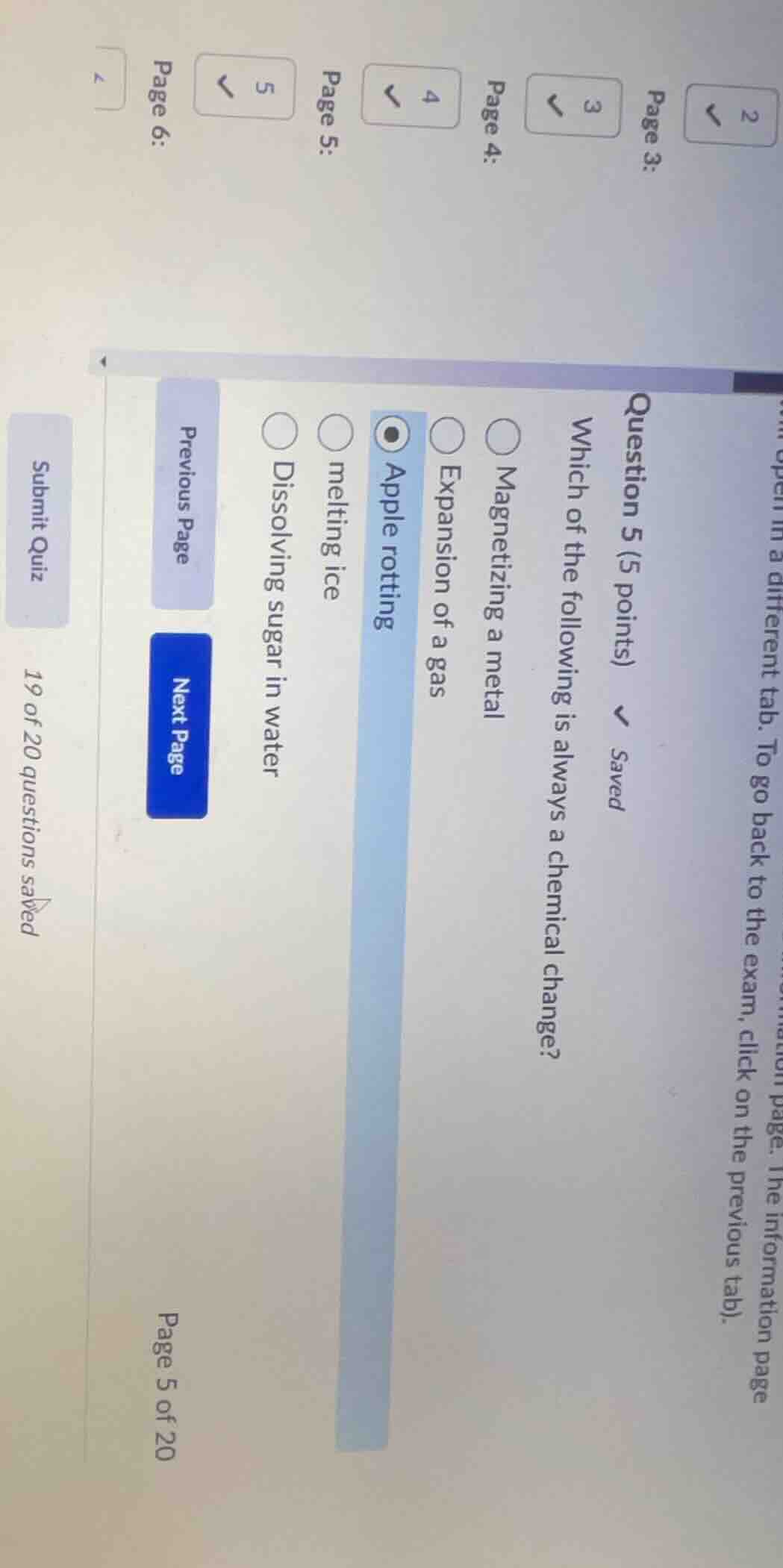 question 5 (5 points) \\ saved which of the following is always a chemi…