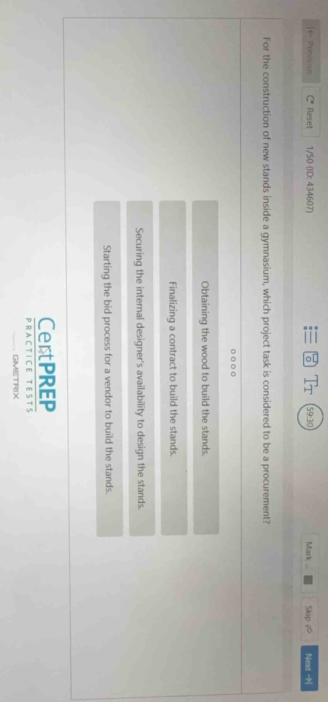 for the construction of new stands inside a gymnasium, which project ta…