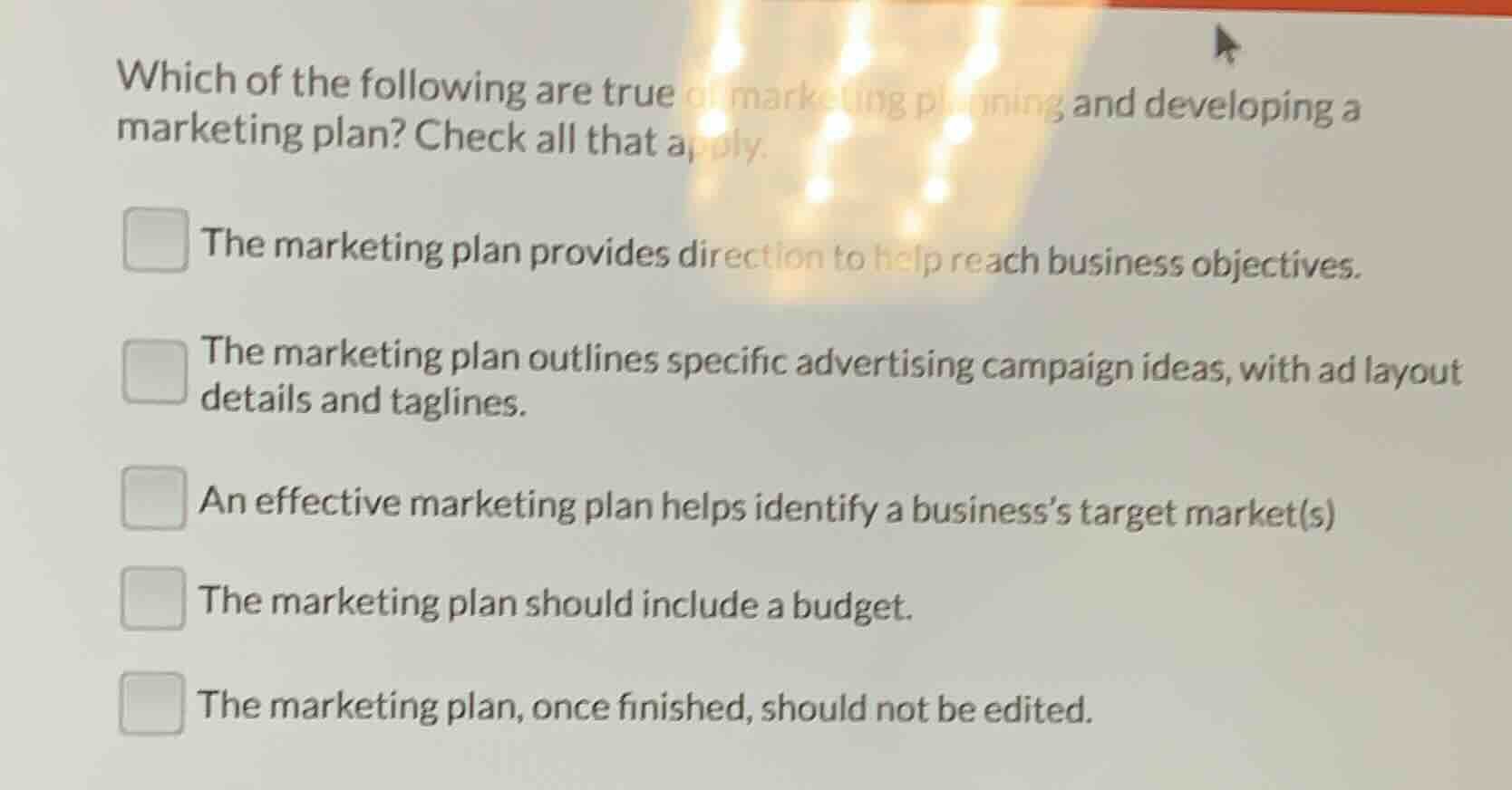 which of the following are true of marketing planning and developing a …