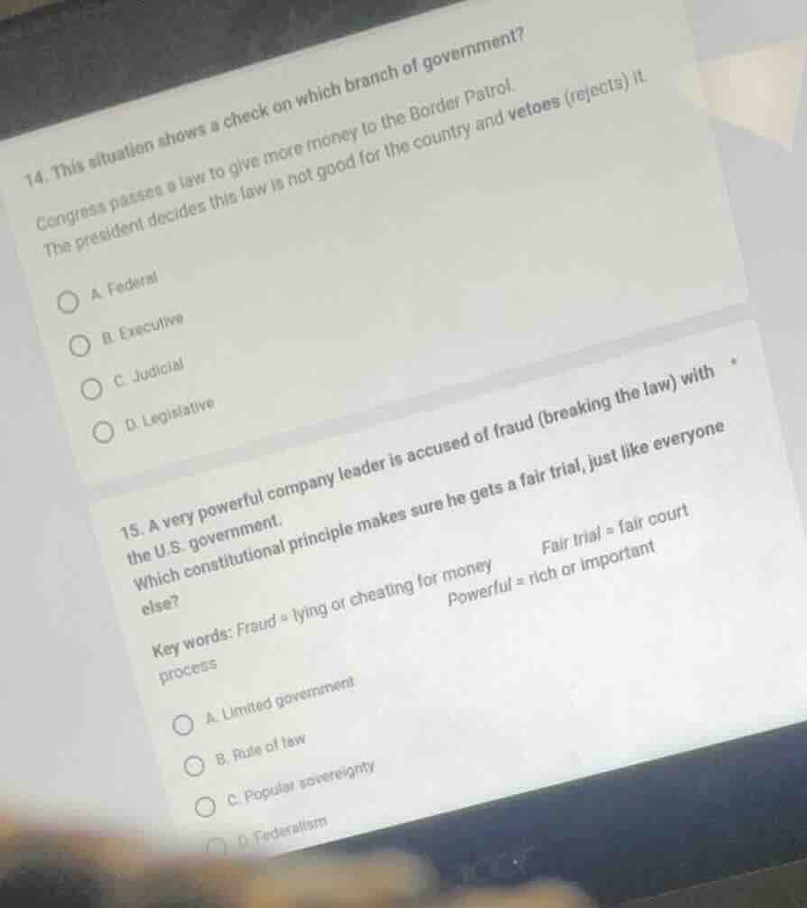 14. this situation shows a check on which branch of government? congres…