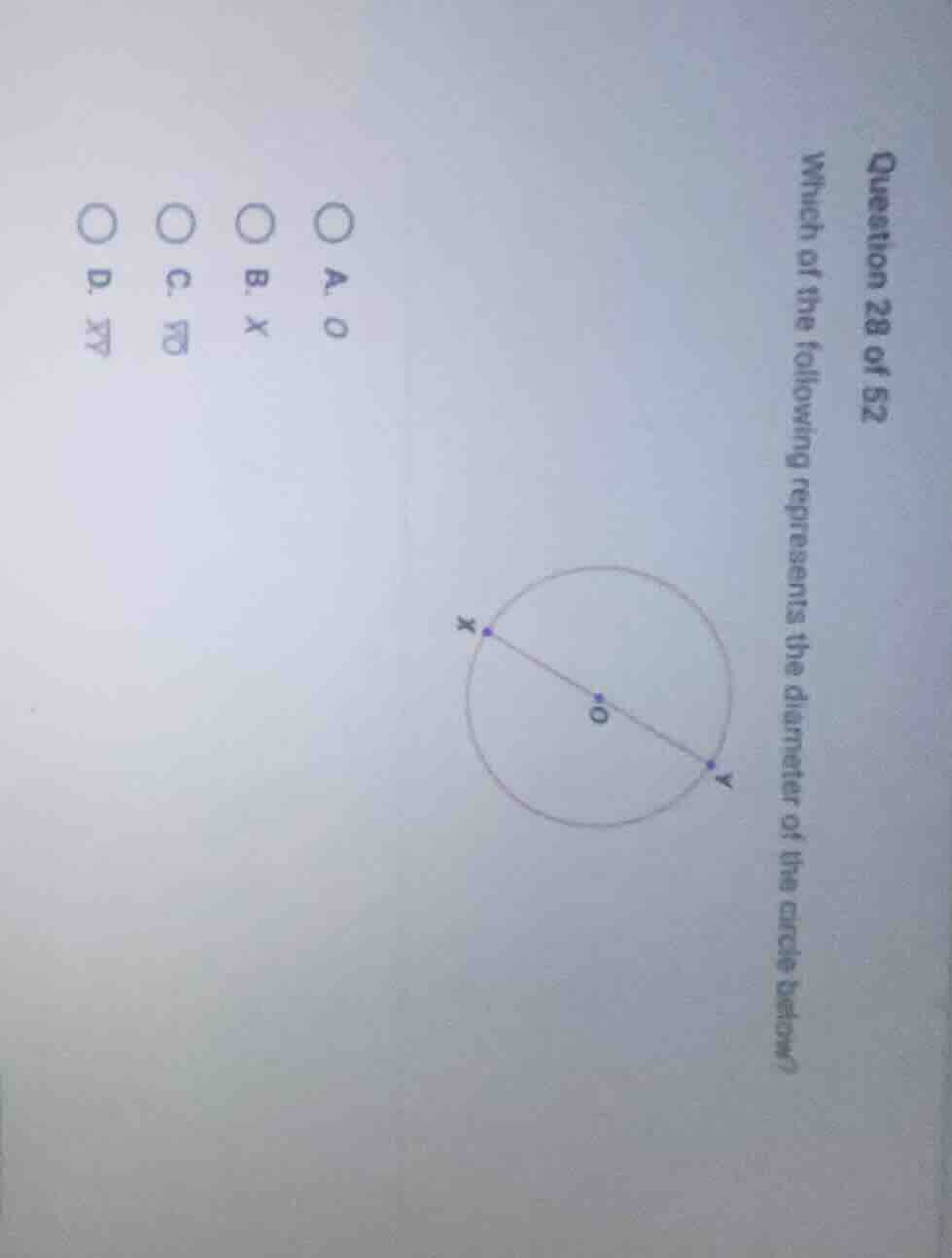 question 28 of 52 which of the following represents the diameter of the…