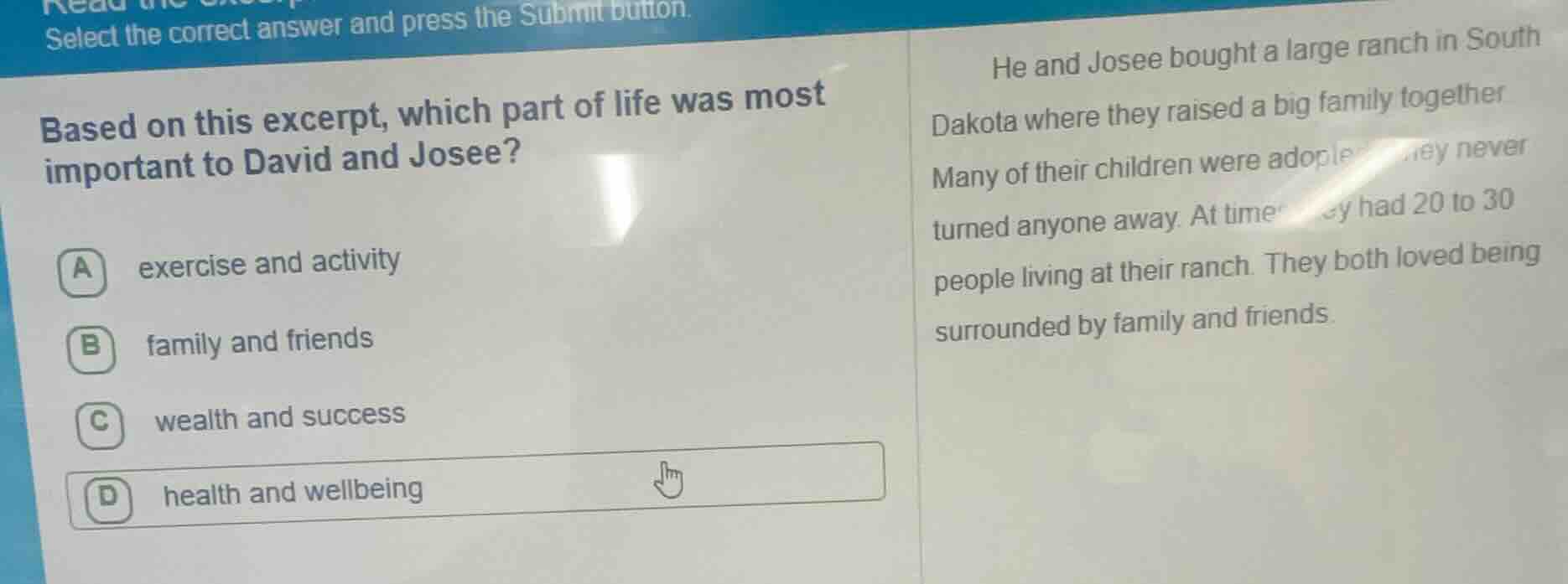 select the correct answer and press the submit button. based on this ex…