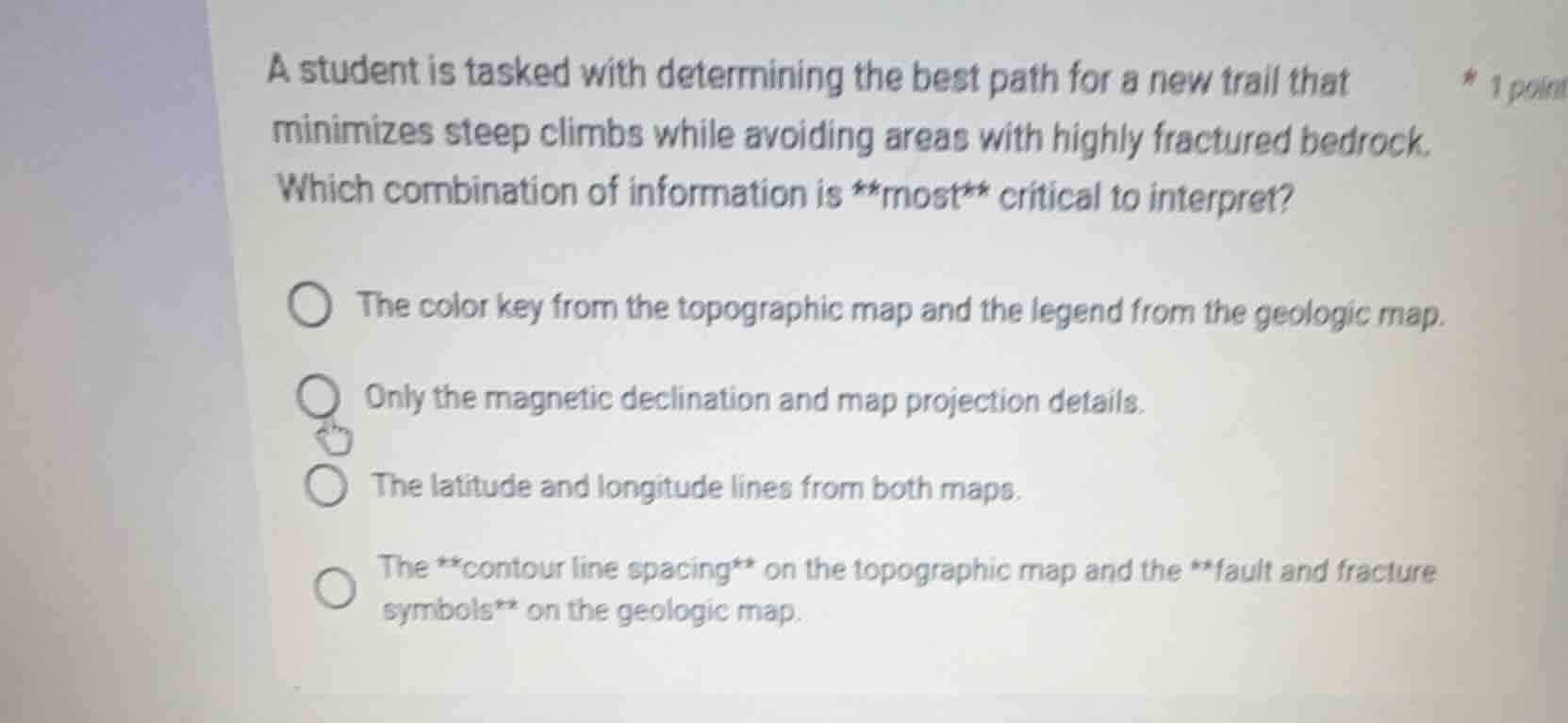 a student is tasked with determining the best path for a new trail that…