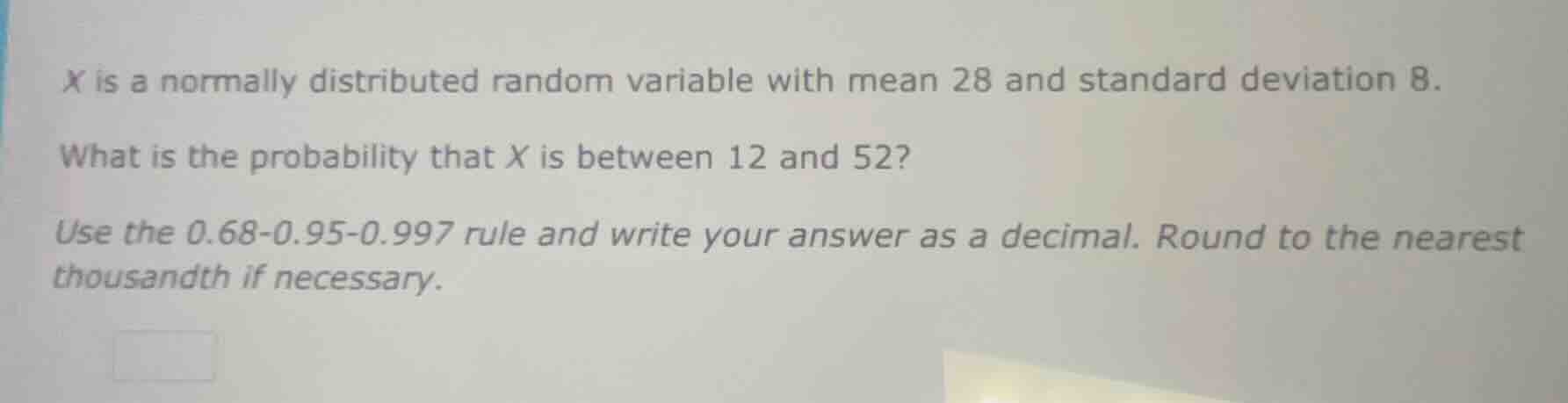 x is a normally distributed random variable with mean 28 and standard d…