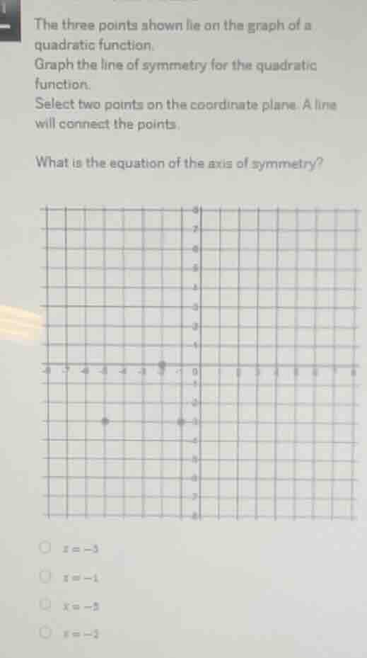 the three points shown lie on the graph of a quadratic function. graph …