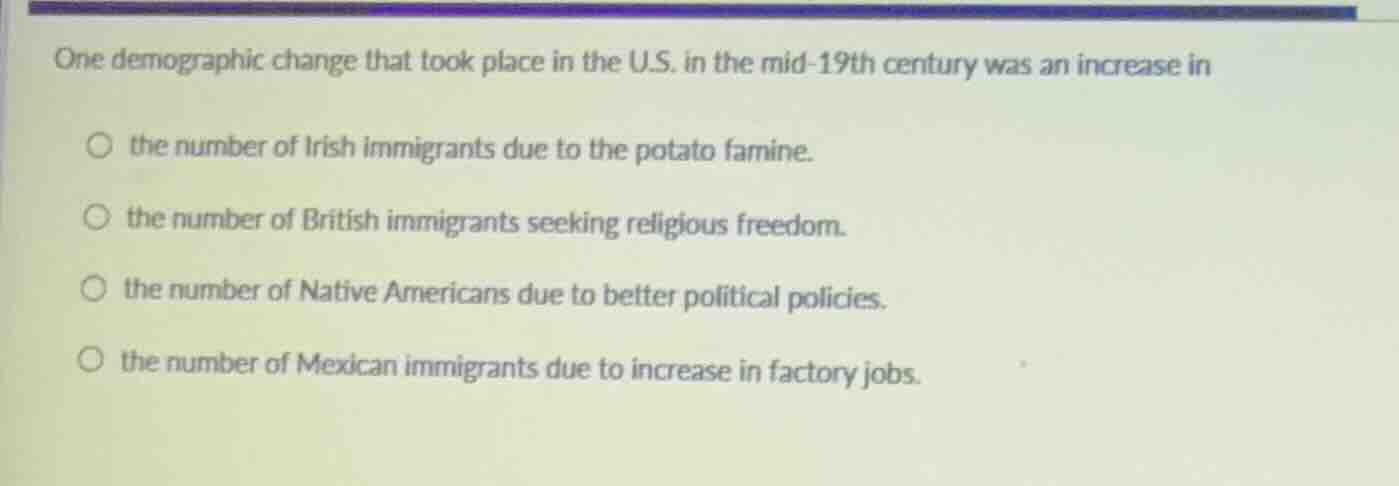one demographic change that took place in the u.s. in the mid-19th cent…