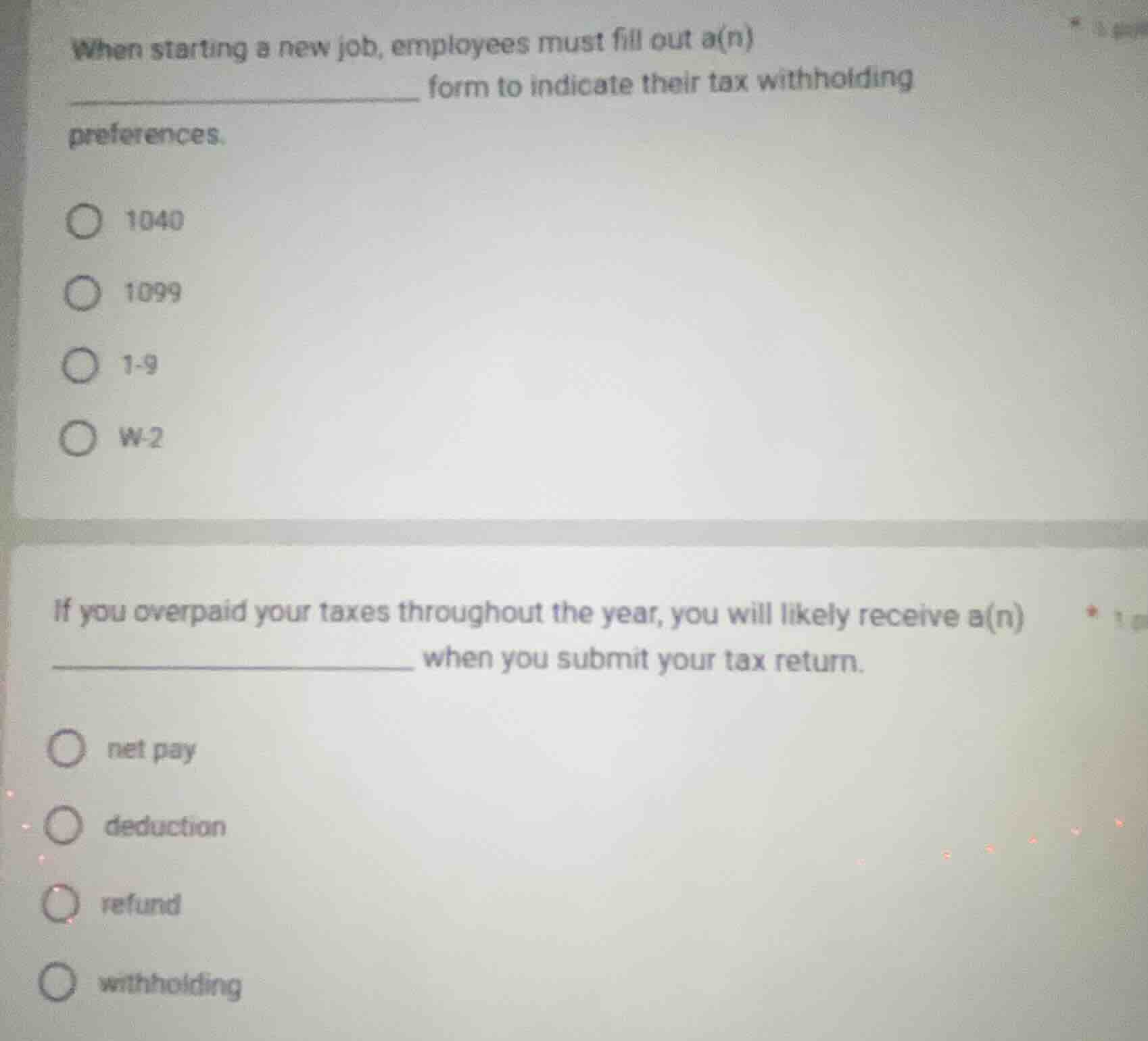 when starting a new job, employees must fill out a(n) _________________…