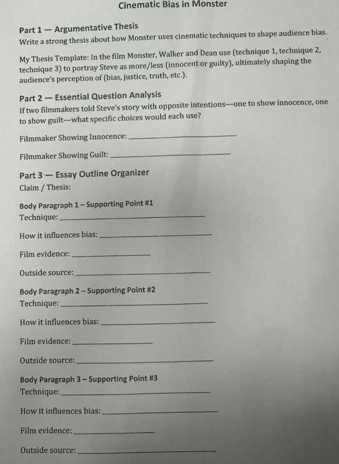 cinematic bias in monster part 1 — argumentative thesis write a strong …