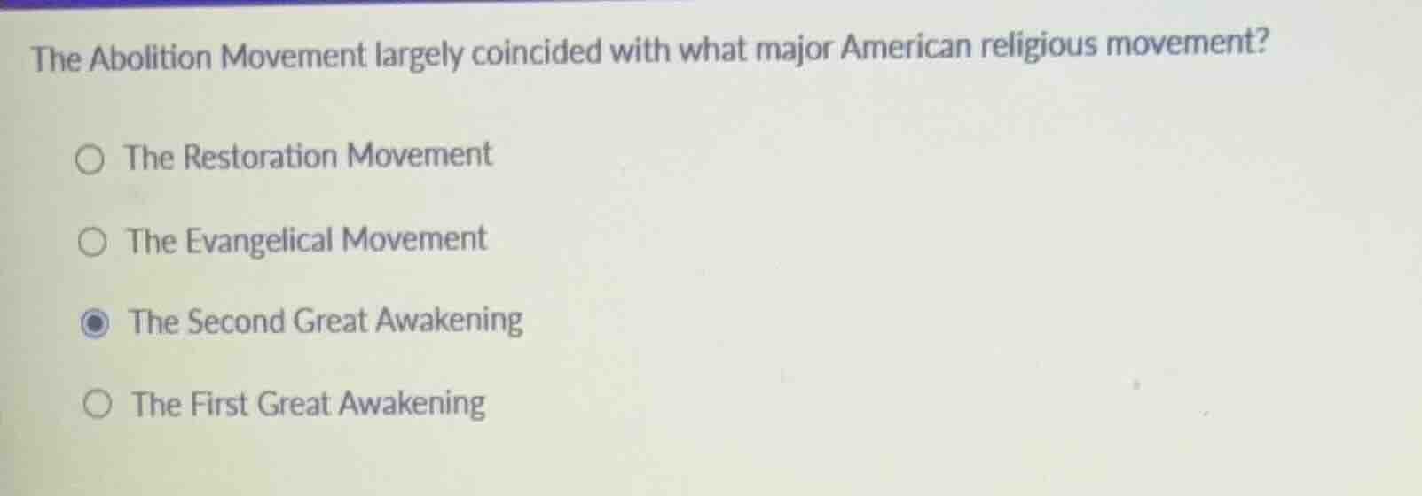 the abolition movement largely coincided with what major american relig…