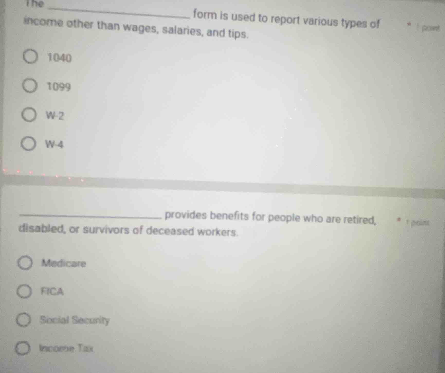 the ___________________ form is used to report various types of income …