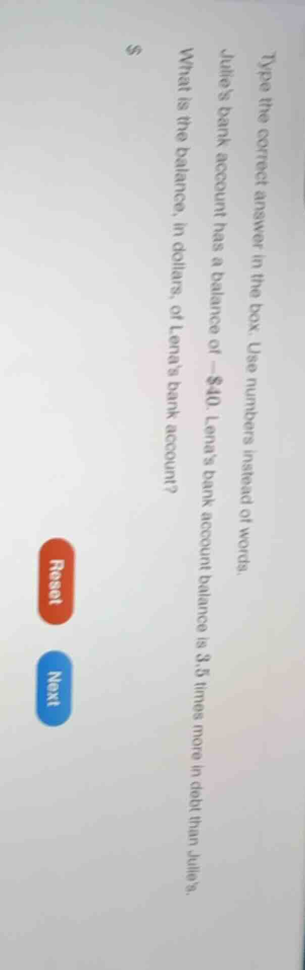 type the correct answer in the box. use numbers instead of words. julie…