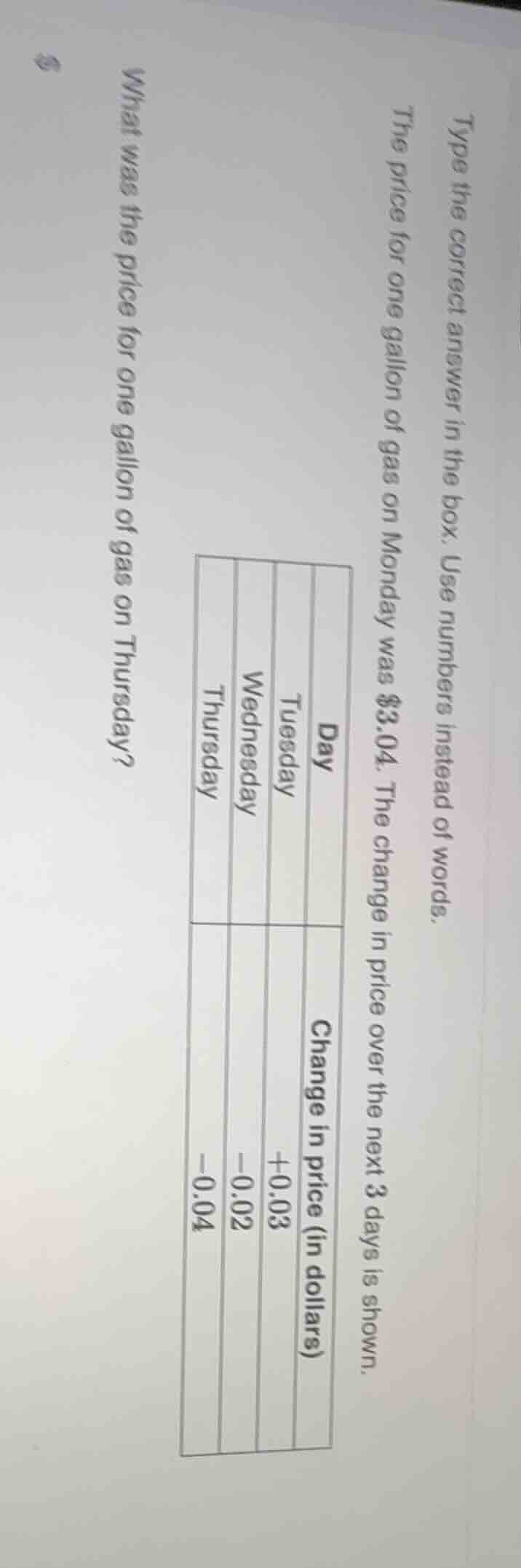 type the correct answer in the box. use numbers instead of words. the p…