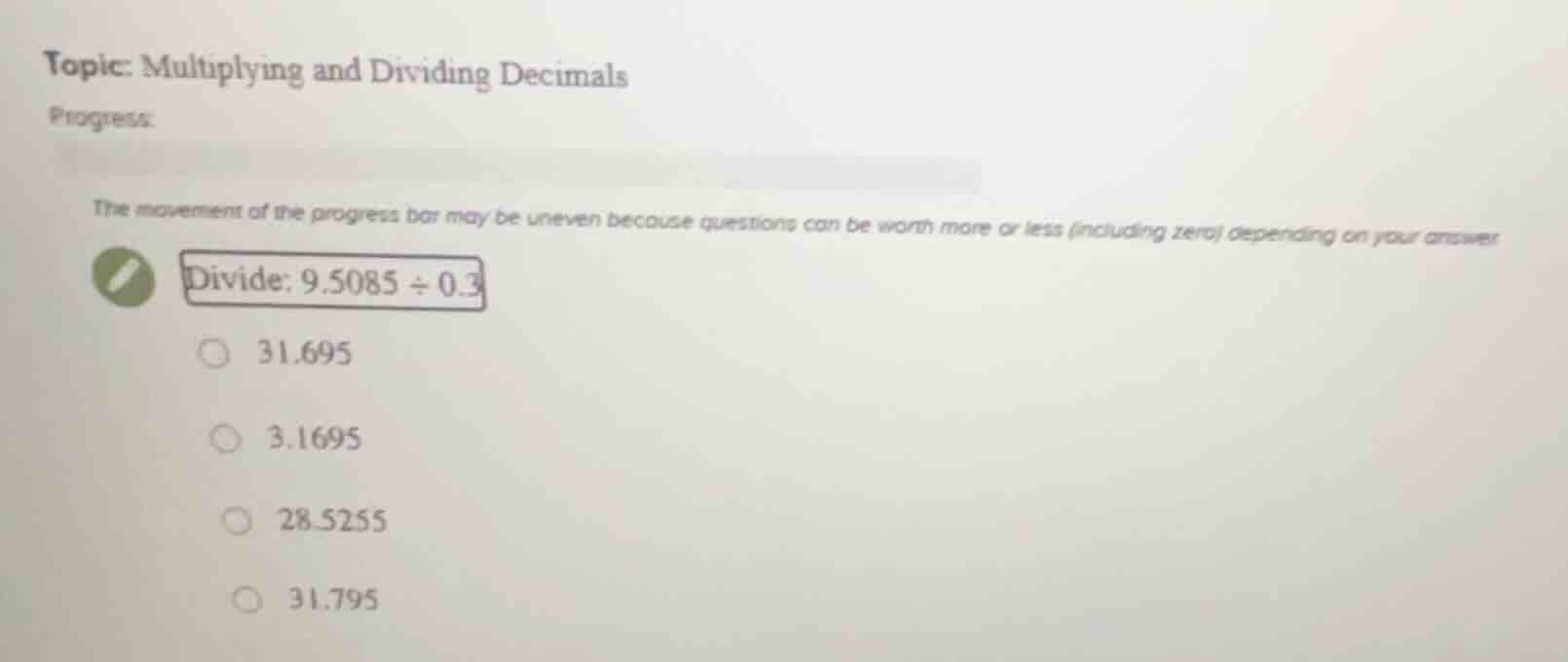 topic: multiplying and dividing decimals progress: the movement of the …