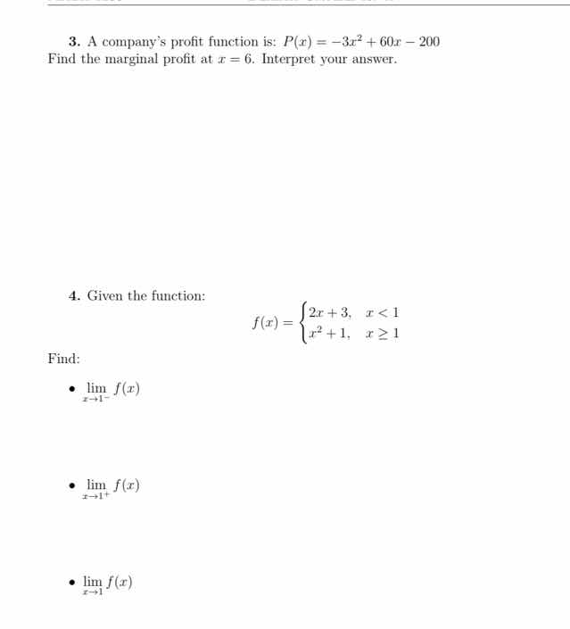 3. a companys profit function is: $p(x) = -3x^2 + 60x - 200$ find the m…