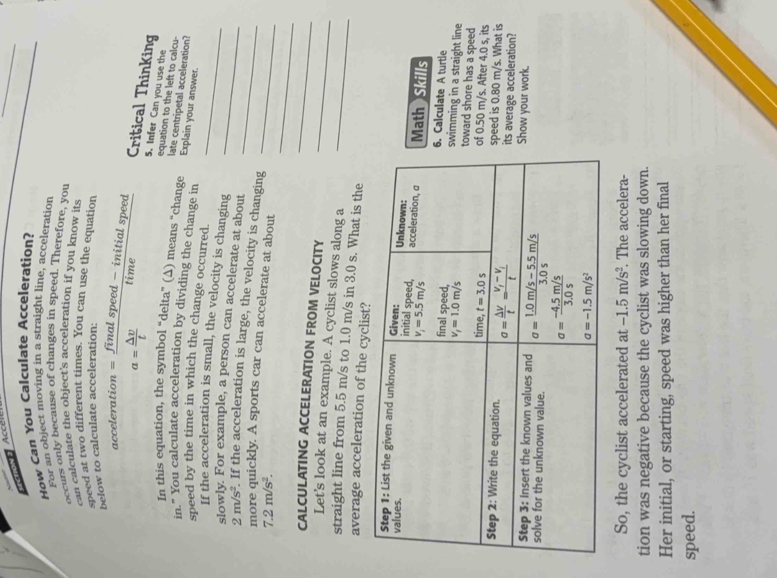 section 2 acceleration how can you calculate acceleration? for an objec…