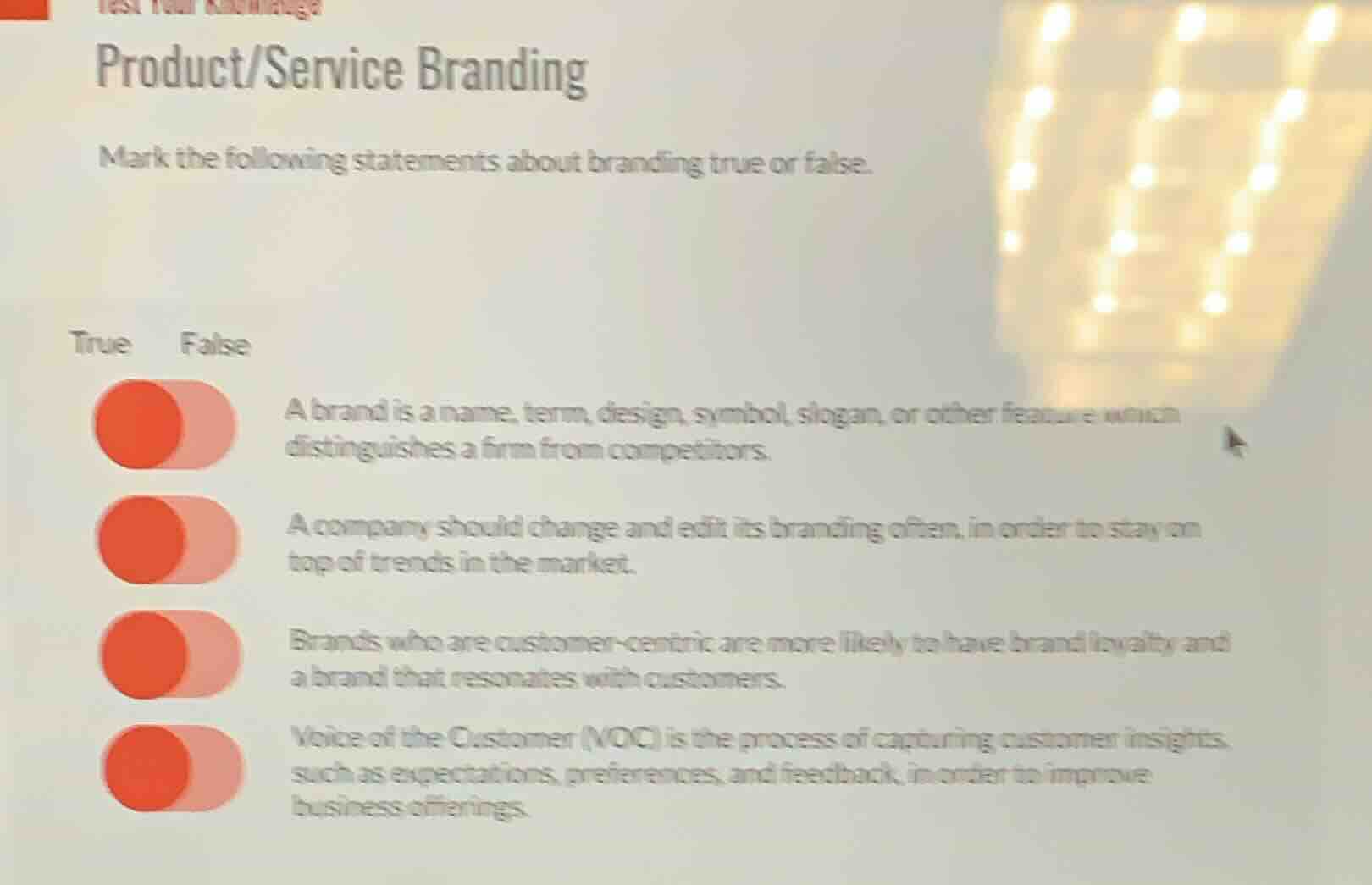 product/service branding mark the following statements about branding t…