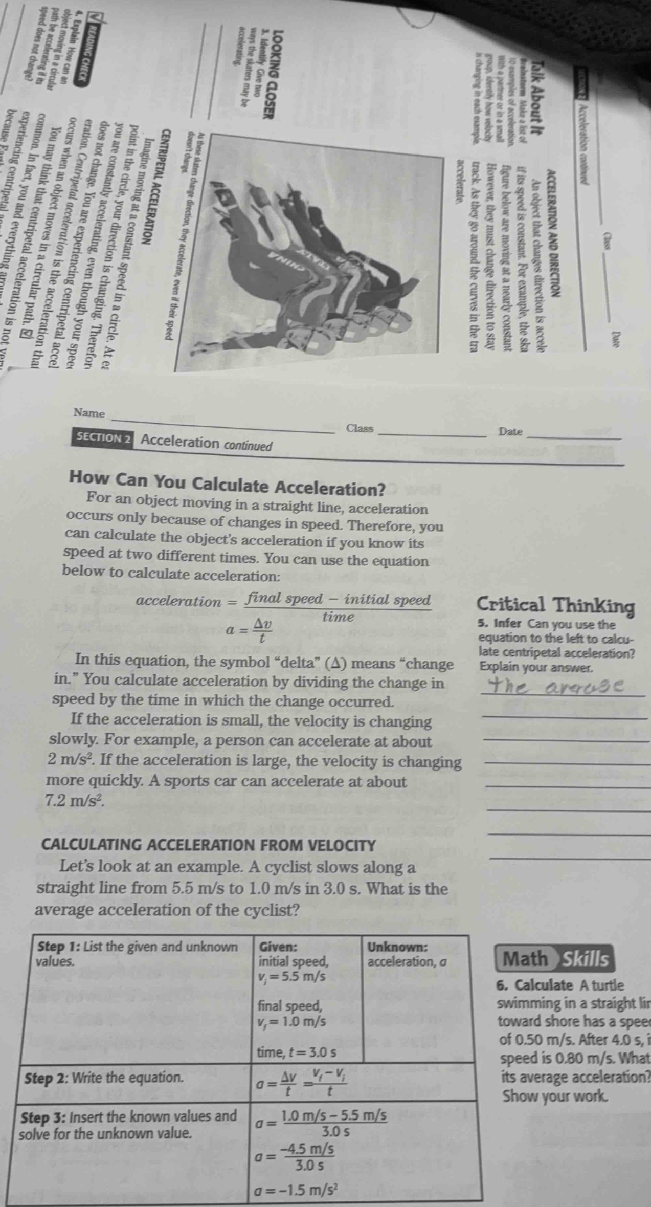 section 2 acceleration continued how can you calculate acceleration? fo…