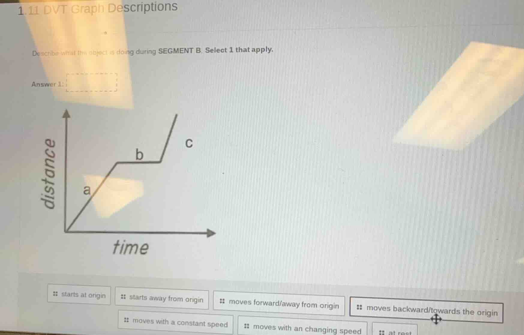 1.11 dvt graph descriptions describe what the object is doing during se…
