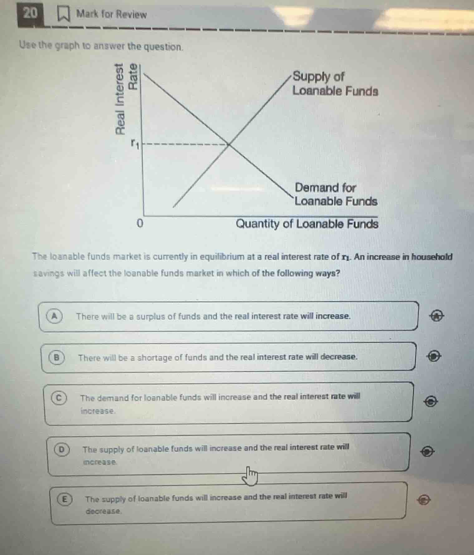 use the graph to answer the question. the loanable funds market is curr…