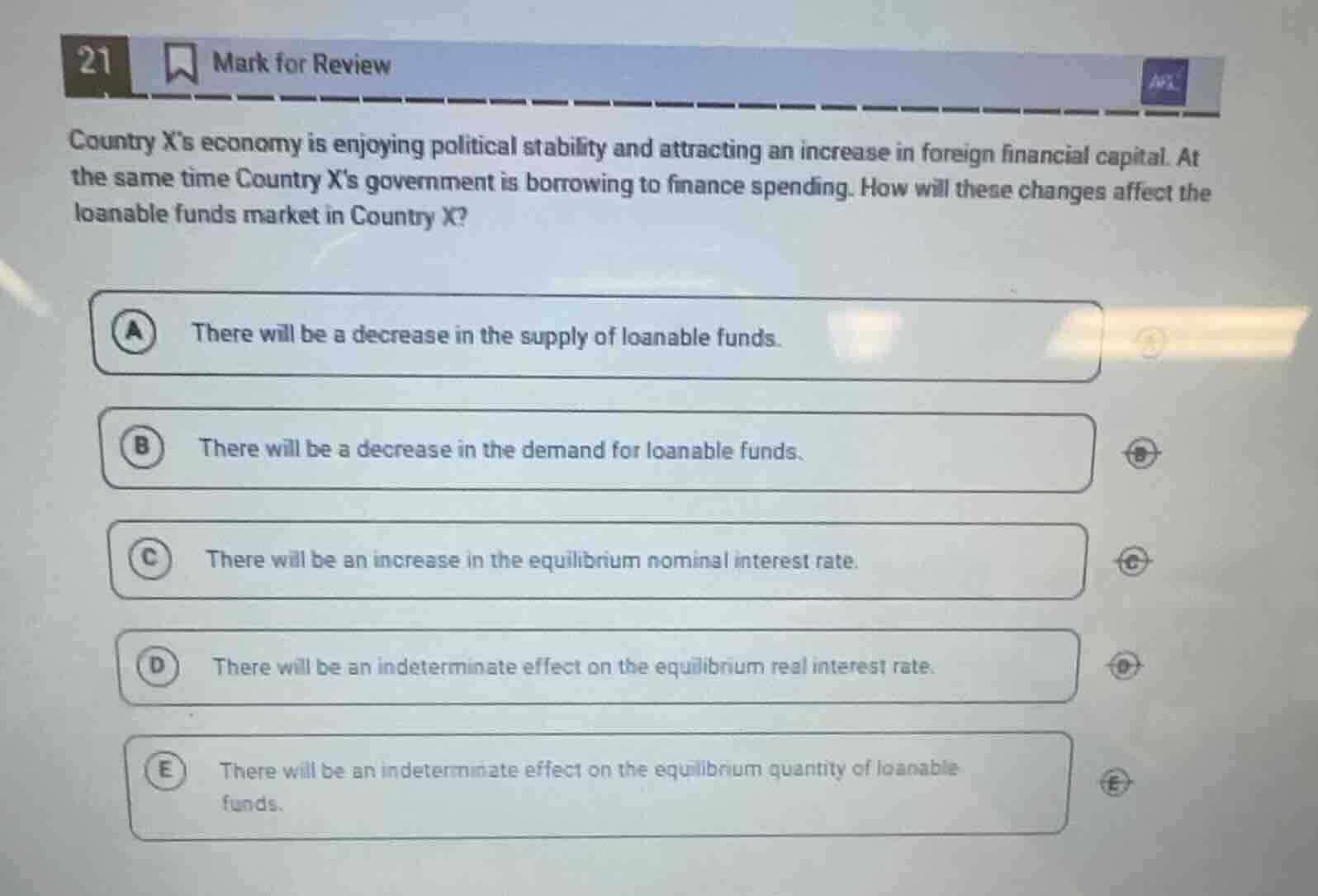 21 mark for review country xs economy is enjoying political stability a…