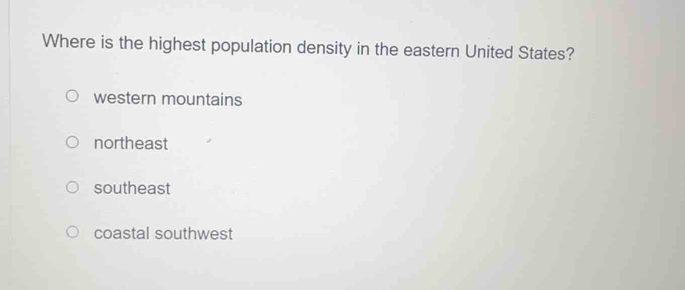 where is the highest population density in the eastern united states? w…