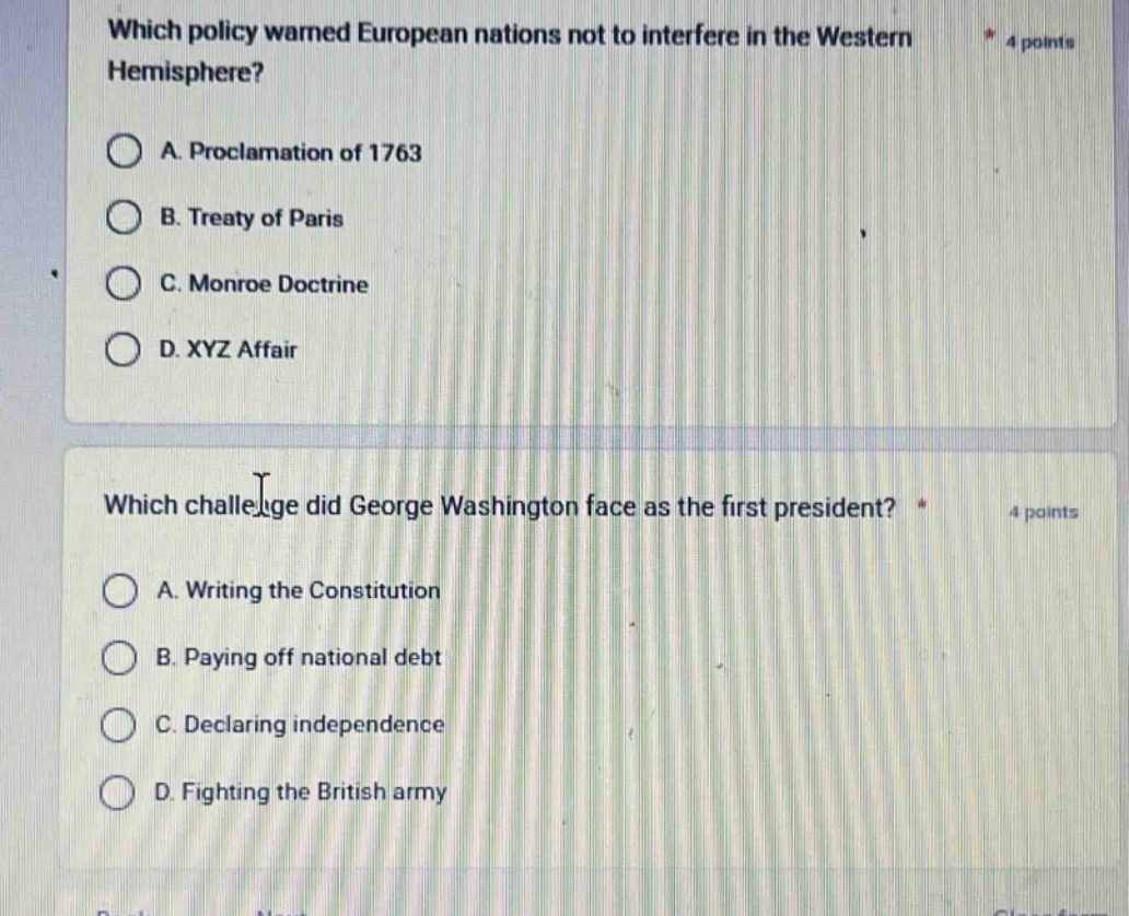 which policy warned european nations not to interfere in the western he…