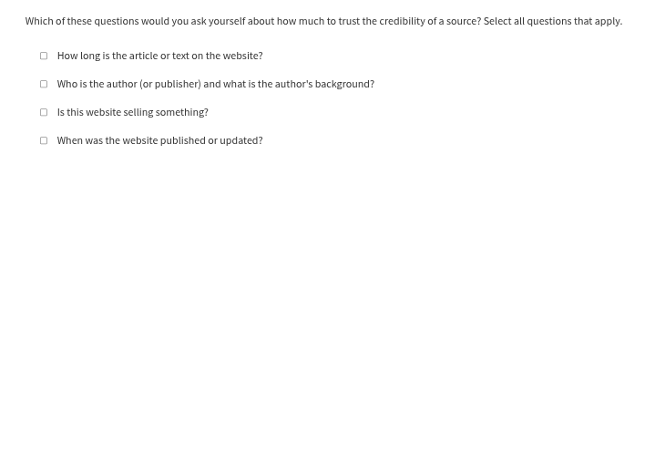 which of these questions would you ask yourself about how much to trust…