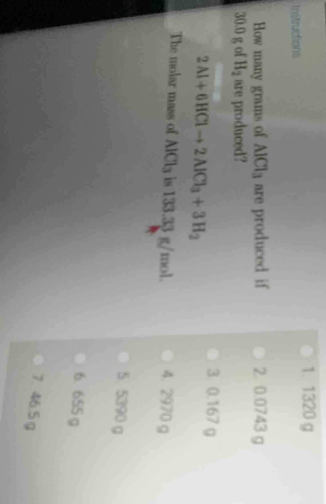 how many grams of alcl₃ are produced if 300 g of h₂ are produced? 2al +…