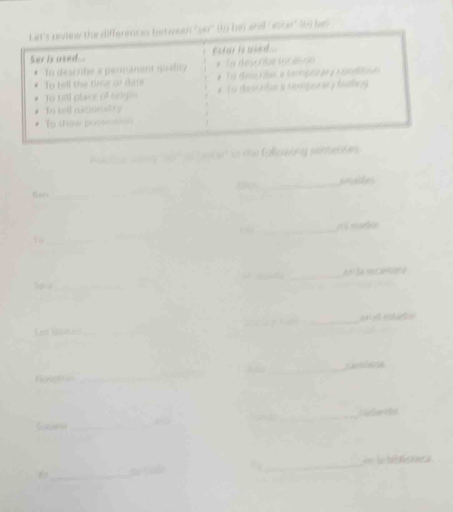 lets review the differences between \ser\ (to be) and \estar\ (to be) s…