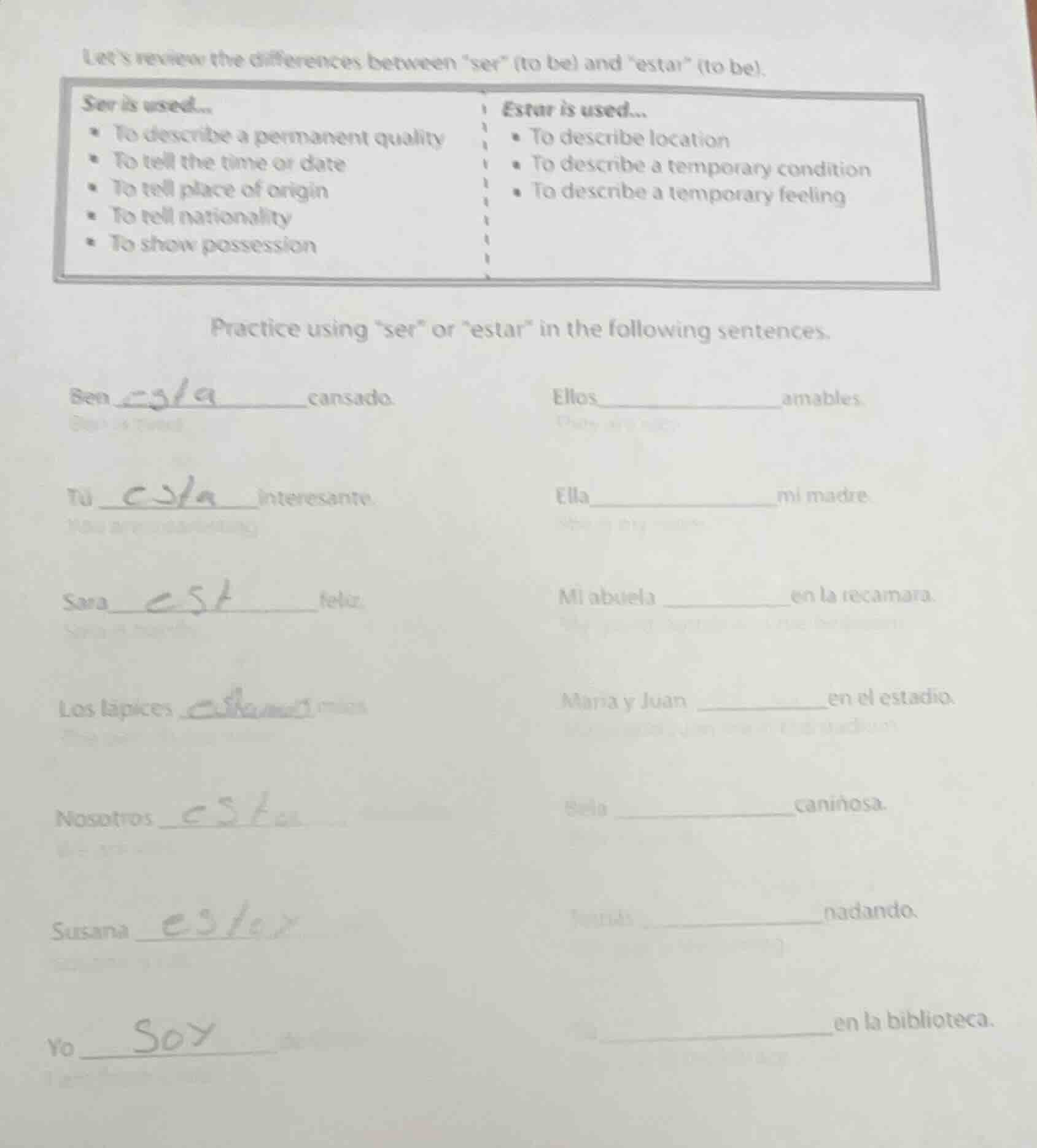 lets review the differences between \ser\ (to be) and \estar\ (to be). …